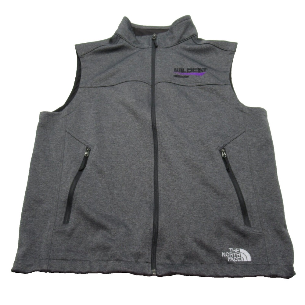 North Face Ridgeline Vest Men Large Gray Soft Shell Full Zip Wind Rain LOGO